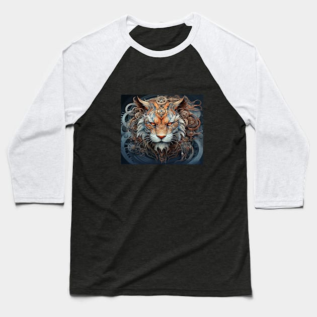 Steampunk Tiger Baseball T-Shirt by tfortwo